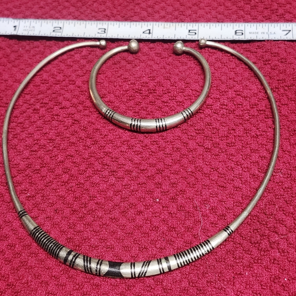 African tribal silver Necklace and Bracelet Set